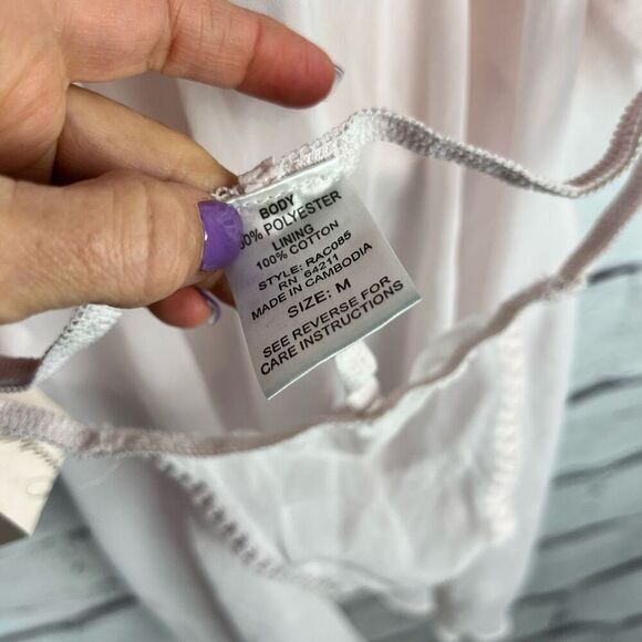 Linea Donatella Women's Lace Trim Chemise White Floral Size M - Picture 6 of 8